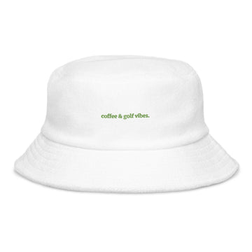 coffee and golf vibes Unstructured Terry Cloth Bucket Hat